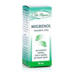 Migrenol, masážní olej, 10 ml (Migrenol masážní olej 10 ml je vhodný k potírání spánků, čela a zátylku při únavě, migréně, nevolnosti a bolestech hlavy. Obsažené přírodní silice, mentol a kafr odstraňují únavu a uvolňují stres.)
