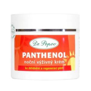Panthenol noční výživný krém, 50 ml (Panthenol noční výživný krém Dr. Popova - ke zklidnění a regeneraci pleti. Obsažený D-Panthenol a vitamín E má vynikající zklidňující, regenerační a výživný účinek na suchou, citlivou, normální a zralou pleť. Krém je)