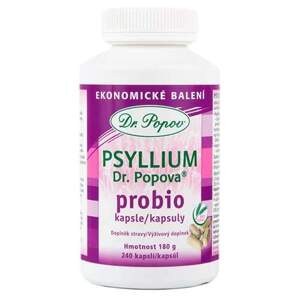Psyllium Dr. Popova PROBIO kapsle, ekonomické balení, 240 ks (Pro zdravou střevní mikroflóru. Cenově výhodné balení vlákniny Psyllium Dr. Popova v kapslích.)
