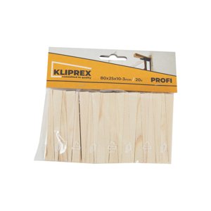 klínky dřevěné, montážní, balení 20 ks, 80 x 25 x 10 - 3 mm (klínky dřevěné, montážní, balení 20 ks, 80 x 25 x 10 - 3 mm)