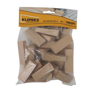klínky dřevěné, podlahové, balení 33 ks, 55 x 20 x 15 – 10 mm (klínky dřevěné, podlahové, balení 33 ks, 55 x 20 x 15 – 10 mm)