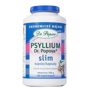 Psyllium Dr. Popova SLIM kapsle, ekonomické balení, 240 ks (Pro efektivní a snadné hubnutí. Cenově výhodné balení vlákniny. Kombinace vlákniny Psyllium Dr. Popova a účinných rostlinných extraktů v kapsli.)