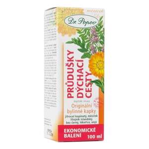 Průdušky – dýchací cesty, originální bylinné kapky, 100 ml (Pro zdravé dýchací cesty a na podporu přirozené imunity (díky měsíčku). Doplněk stravy.)