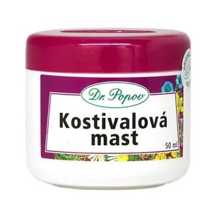 Dr.Popov kostivalová mast 50 ml (Zklidňuje při masáži pohybového aparátu (namožené svaly, šlachy a klouby), vynikající k ošetření podlitin.)