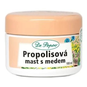 Dr. Popov Propolisová mast s medem 100 ml (K regeneraci pokožky podrážděné slunečním zářením, na popraskané paty a ruce. Velké balení.)