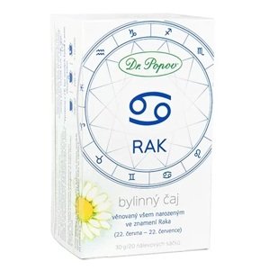 Bylinný čaj RAK, 30 g (Věnovaný všem narozeným ve znamení Raka (22.6. - 22.7.). Bylinný porcovaný čaj, 30 g.)
