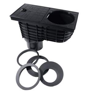 vpusť kanalizační, plastová, průtok 390l / min.,  se spodním vývodem O 110 mm (vpusť kanalizační, plastová, průtok 390l / min.,  se spodním vývodem O 110 mm)