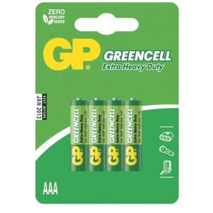 baterie  GP Greencell, zinko – chloridová, R03, mikrotužka AAA, blistr 4 ks,  1,5 V (baterie  GP Greencell, zinko – chloridová, R03, mikrotužka AAA, blistr 4 ks,  1,5 V)