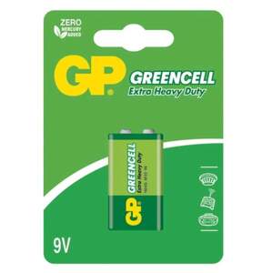 baterie GP Greencell, zinko – chloridová, 6F22, plochá, blistr 1 ks, 9 V (baterie GP Greencell, zinko – chloridová, 6F22, plochá, blistr 1 ks, 9 V)