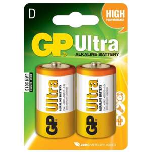 baterie GP Ultra Alkaline, LR20, velké mono D, blistr 2 ks, 1,5 V (baterie GP Ultra Alkaline, LR20, velké mono D, blistr 2 ks, 1,5 V)