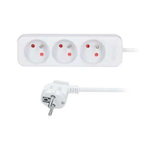přívod prodlužovací, 3 zásuvky, 2 m, 3 x 1mm2, bílý (přívod prodlužovací, 3 zásuvky, 2 m, 3 x 1mm2, bílý)