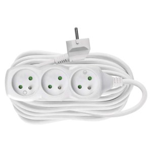 kabel prodlužovací, bílý, 3 zásuvky, bez vypínače, 10 m, ~ 250 V / 10 A (kabel prodlužovací, bílý, 3 zásuvky, bez vypínače, 10 m, ~ 250 V / 10 A)