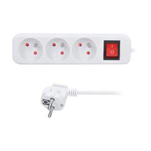 přívod prodlužovací 3 zásuvky , 10 m, 3 x 1mm2, bílý, vypínač (přívod prodlužovací 3 zásuvky , 10 m, 3 x 1mm2, bílý, vypínač)