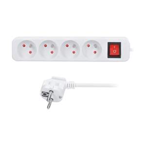 přívod prodlužovací 4 zásuvky , 5 m, 3 x 1mm2, bílý, vypínač (přívod prodlužovací 4 zásuvky , 5 m, 3 x 1mm2, bílý, vypínač)