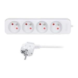 přívod prodlužovací, 4 zásuvky, 3m, 3 x 1mm2, bílý (přívod prodlužovací, 4 zásuvky, 3m, 3 x 1mm2, bílý)
