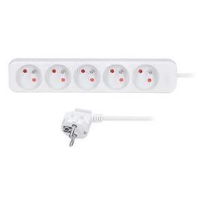 přívod prodlužovací, 5 zásuvek, 3m, 3 x 1mm2, bílý (přívod prodlužovací, 5 zásuvek, 3m, 3 x 1mm2, bílý)