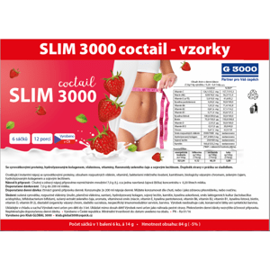 SLIM 3000 COCTAIL - VZORKY - MIX PŘÍCHUTÍ (Slim 3000 coctail - vzorky. 6 sáčků, každý na 2 porce. Příchutě jahoda, vanilka, karamel.)